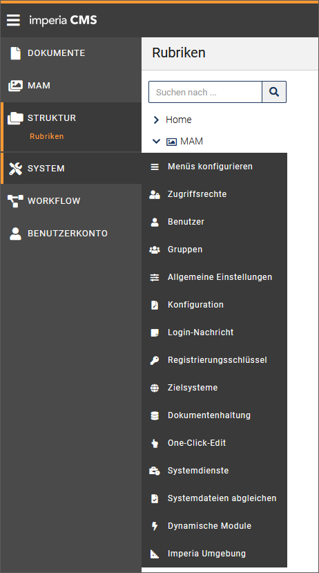 Menü "SYSTEM"