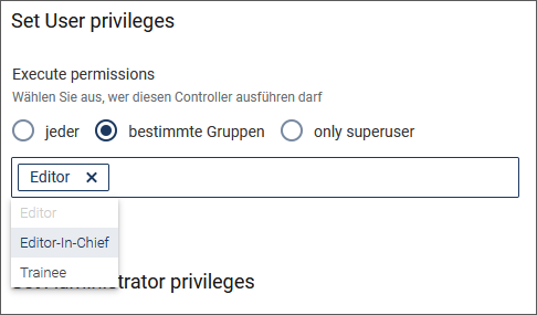 BERECHTIGUNGEN FÜR DEN *CONTROLLER*