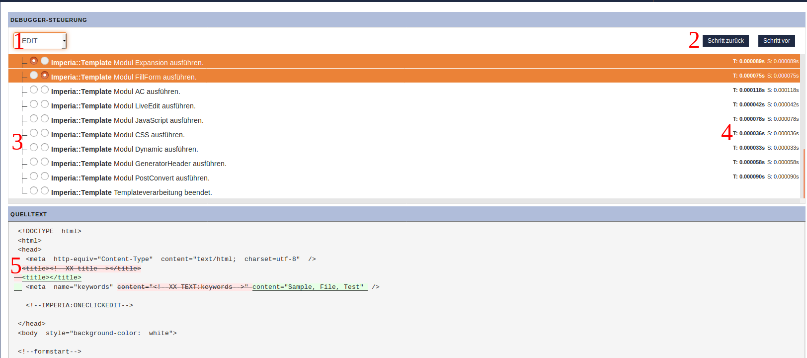 Ansicht Debugger