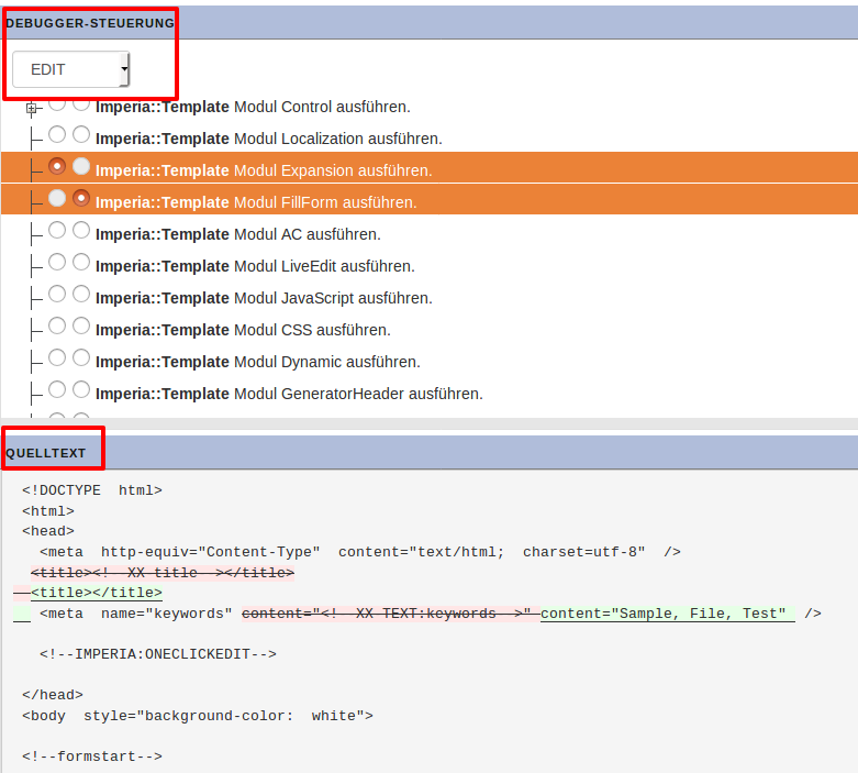 Debugger Ansicht
