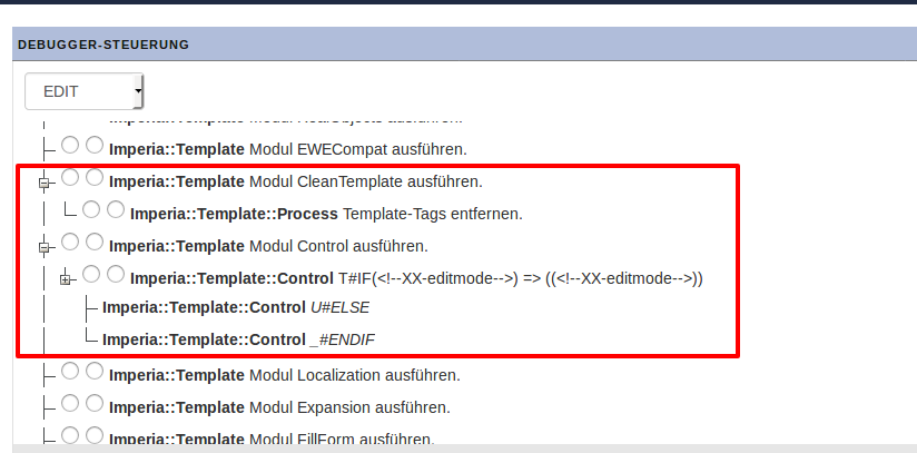 Debugger Unterknoten