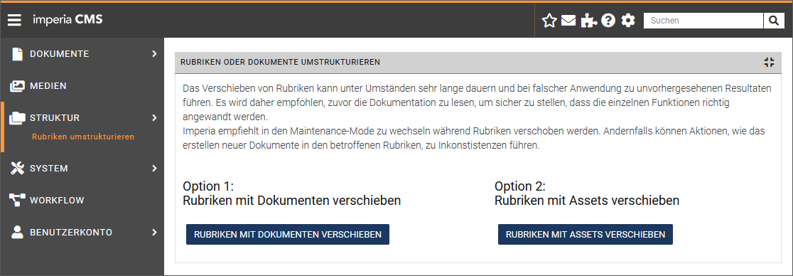 Seite Verzeichnisse umstrukturieren - Option 1 und 2