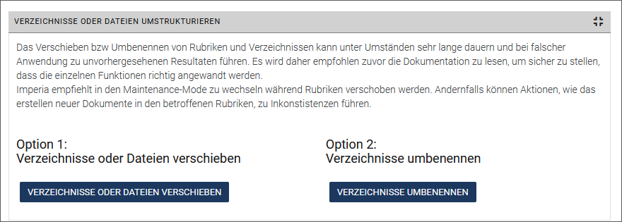 Seite Verzeichnisse umstrukturieren
