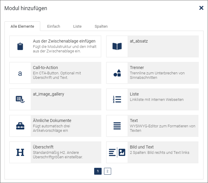 Flexmodul einfügen