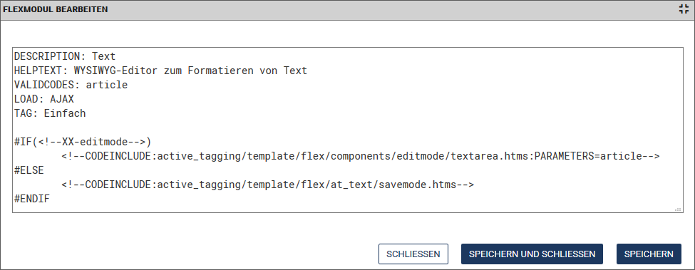 Flexmodul bearbeiten