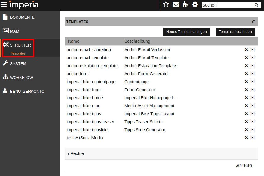 Seite "TEMPLATES"