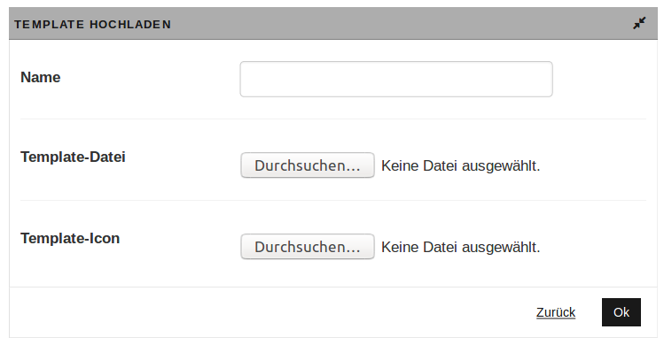 Seite "NEUES TEMPLATE hochladen"