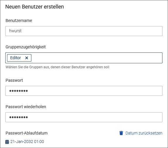 Benutzer anlegen