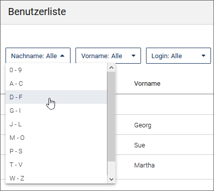 Benutzer filtern