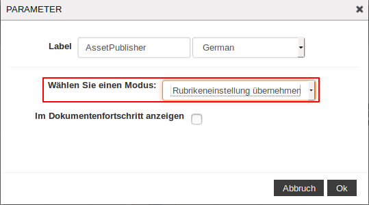 Parameter des AssetPublisher
