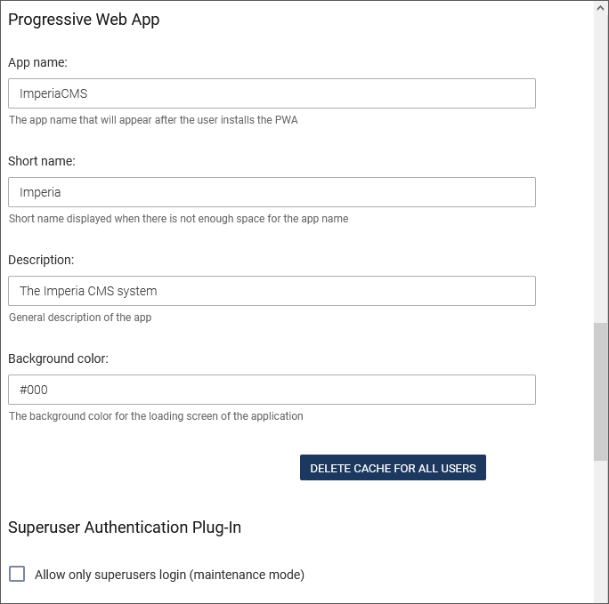 General settings