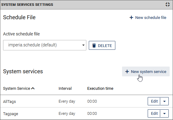 System services dialog