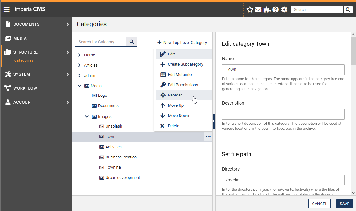 Reorder categories