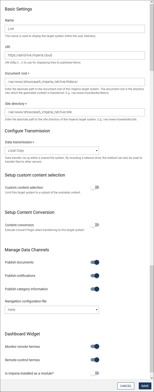 Create new target system