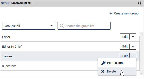 Delete group löschen