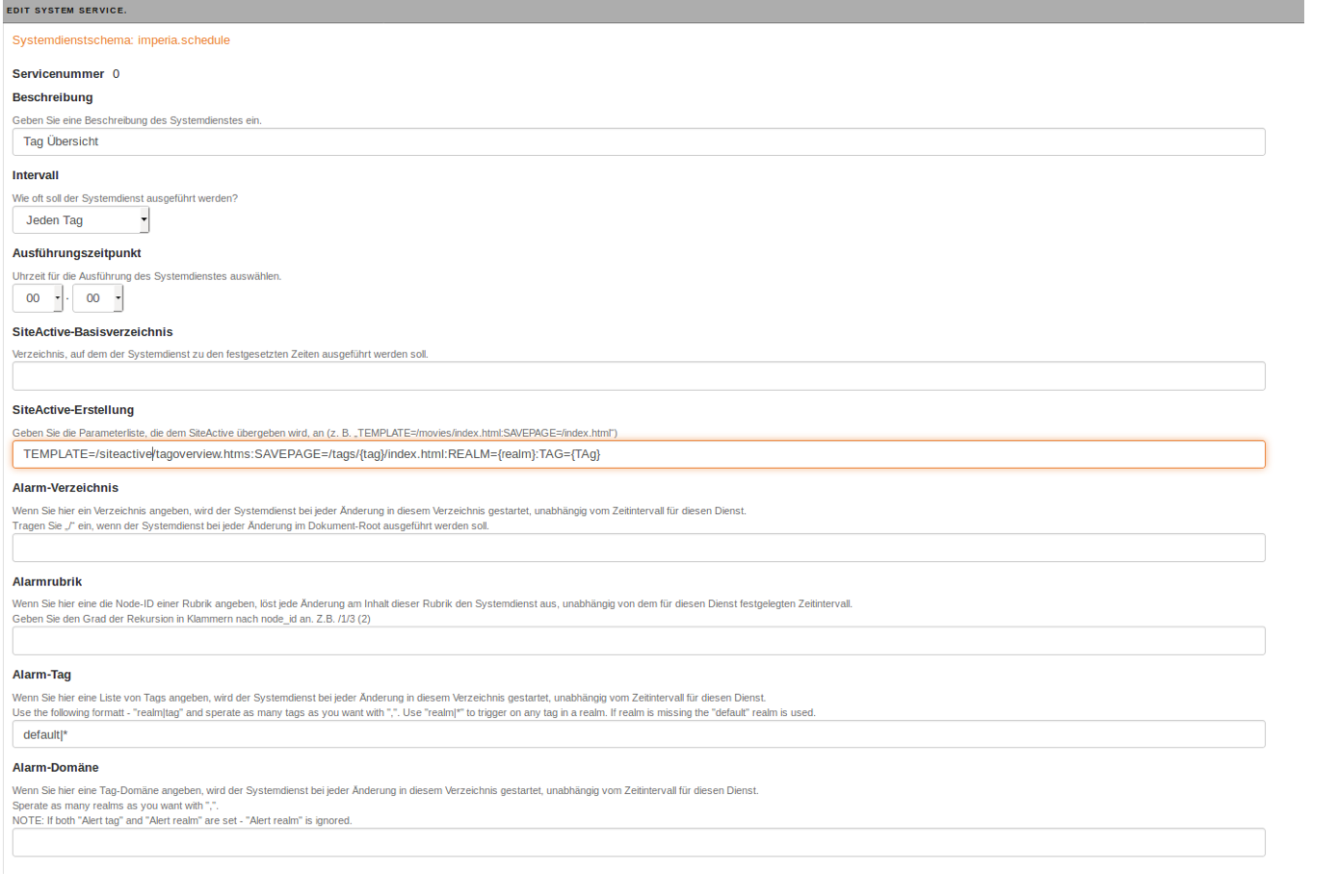 Example for an overview page