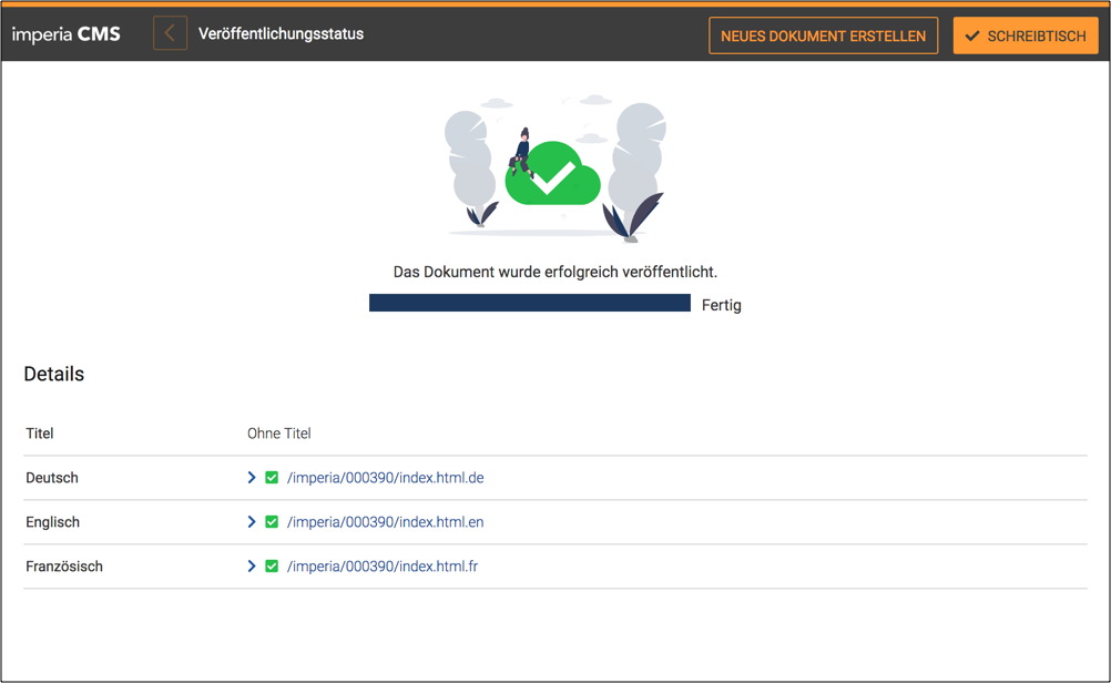Seite im Workflow-Design: Veröffentlichung
