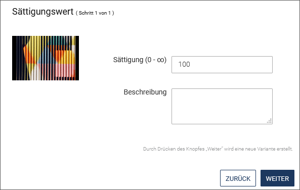 Einstellung des Sättigungsgrads