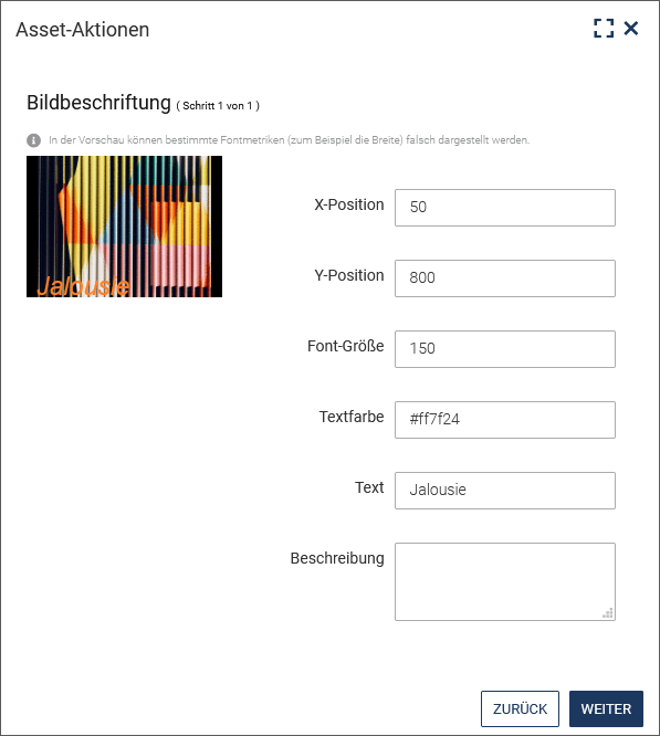 Einstellungen für eine Textanmerkung