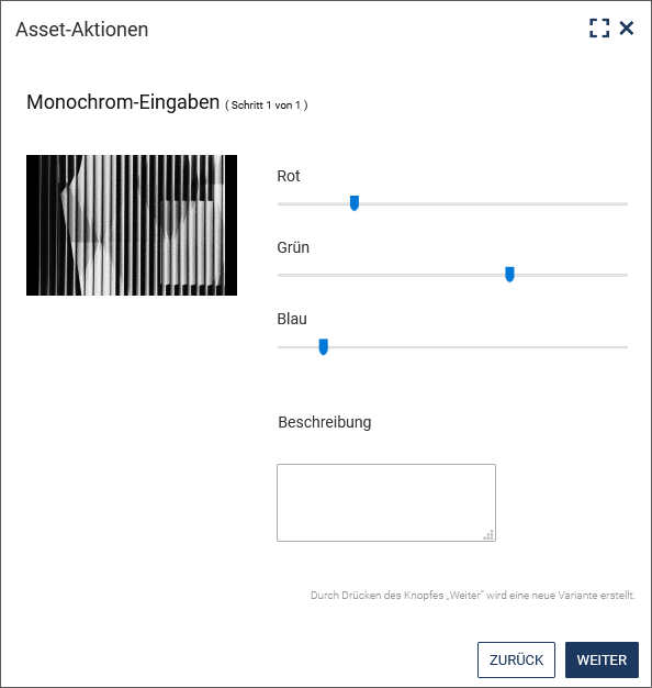 "Zu monochrom konvertieren"-Dialog