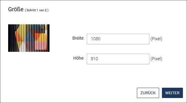 Größe vorgeben
