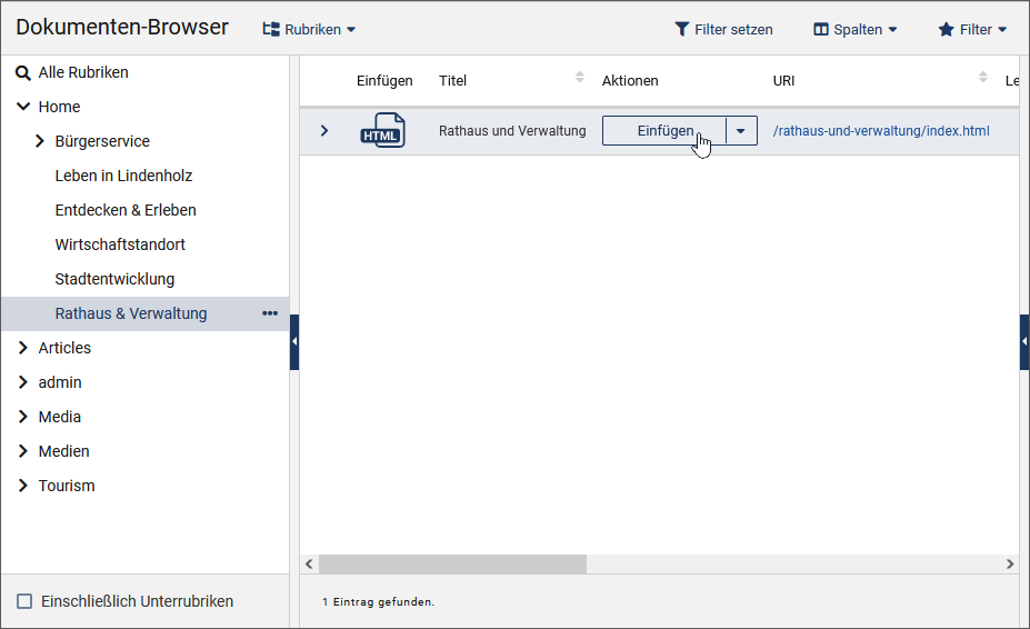 Linktool öffnen aus Zieldokument