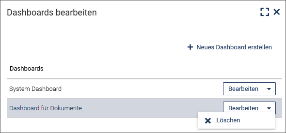 Dasboard löschen