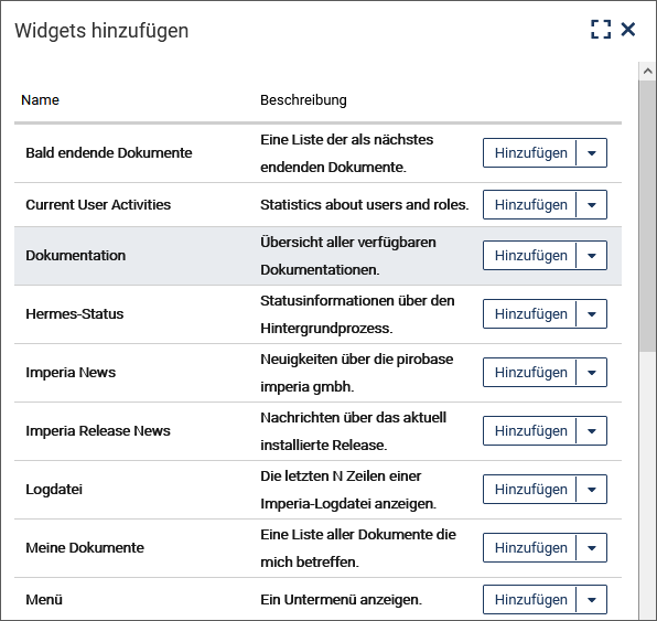 Widget hinzufügen