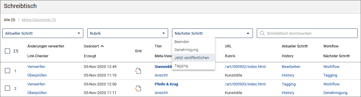 Ansicht wechseln