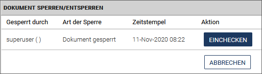 Dialog Dokument entsperren