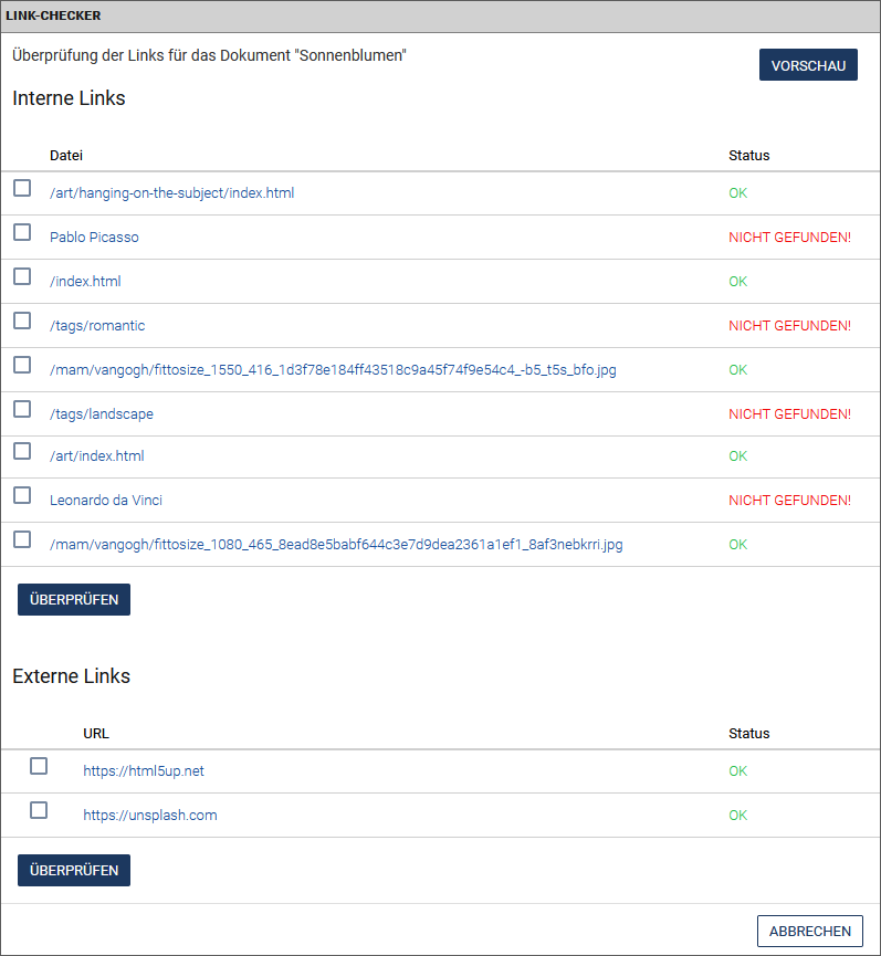 Dialog Link-Checker