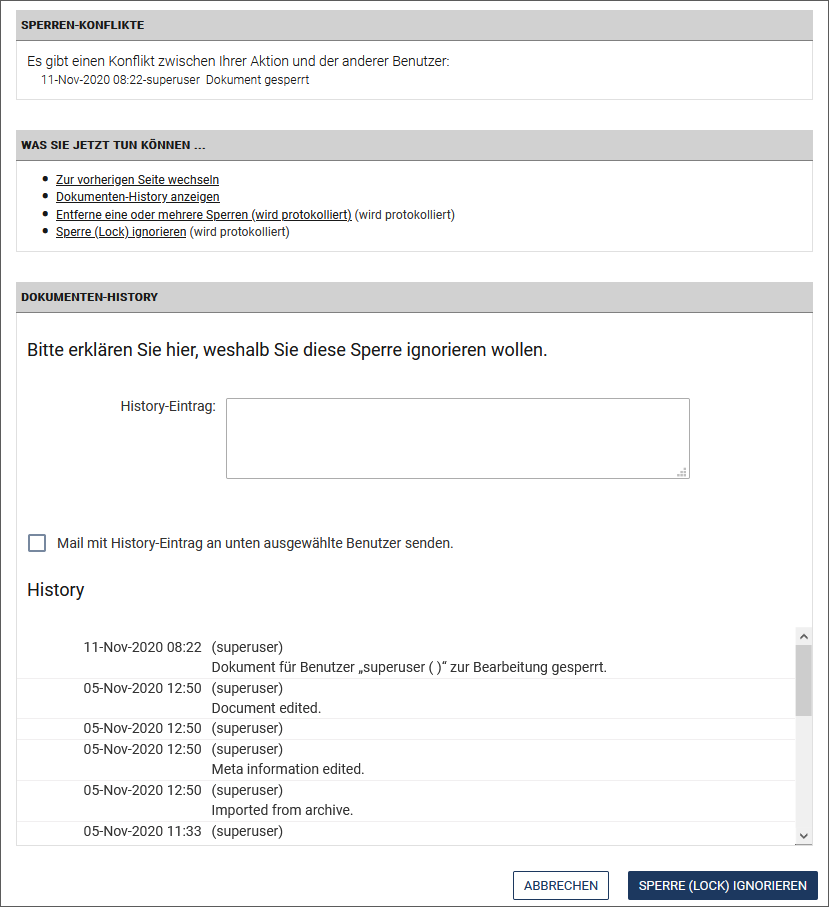 Dialog Sperren-Konflikte