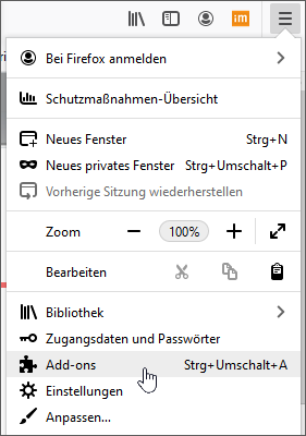 Firefox Einstellungen - Addons
