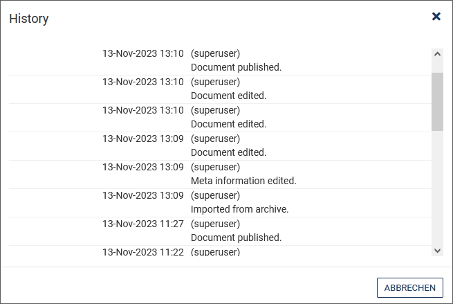 History des Dokuments