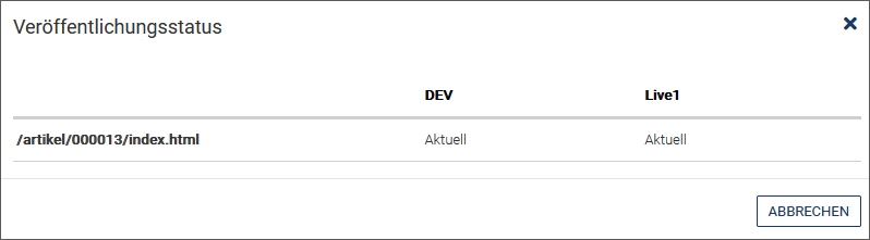Dialogfenster "Publikationsstatus"