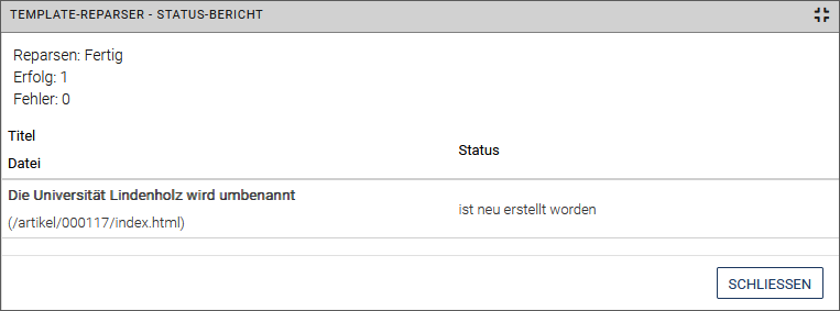 Statusbericht Reparser