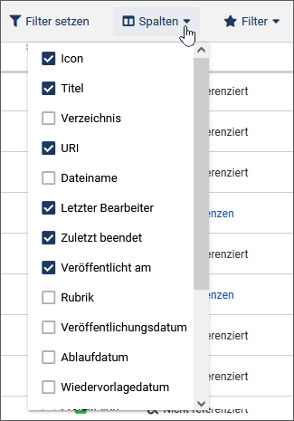 Spalten auswählen