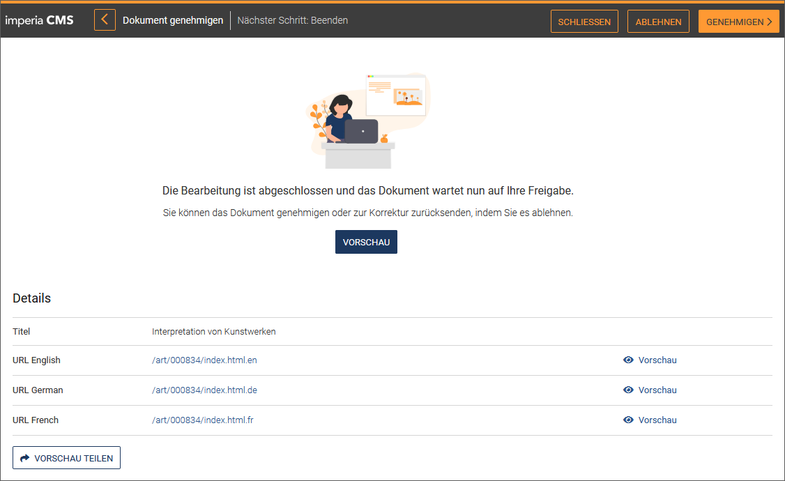 Dokument genehmigen Chefredakteur