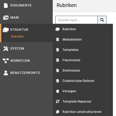 Menü mit Untermenü