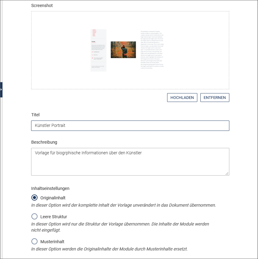Vorlage bearbeiten