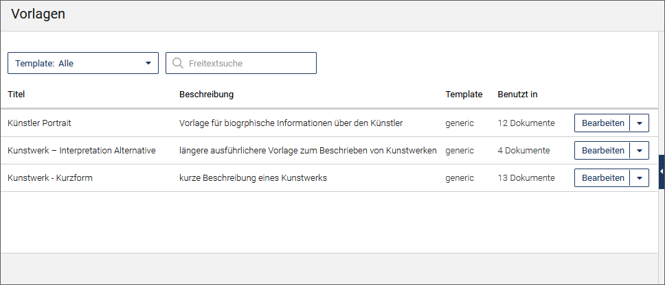 Vorlage konfigurieren