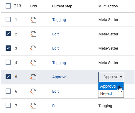 Desktop with a visible "Multi Action" column