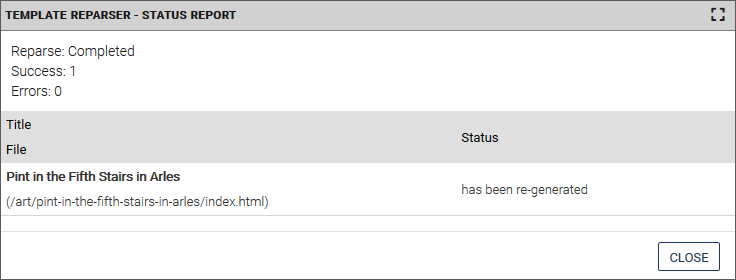 Status report Template reparser