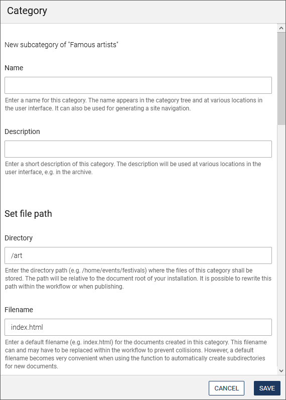 Create category