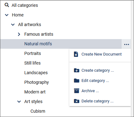 Context menu category