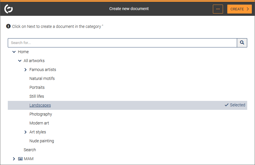 Category selection