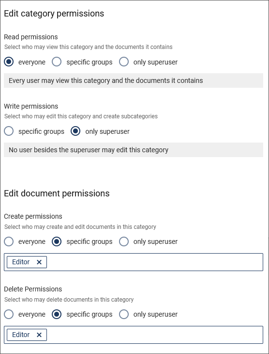Edit category