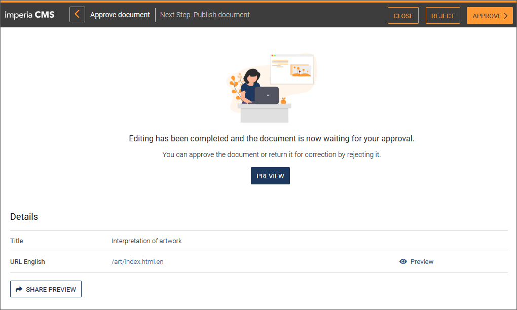 Approve document Chief editor