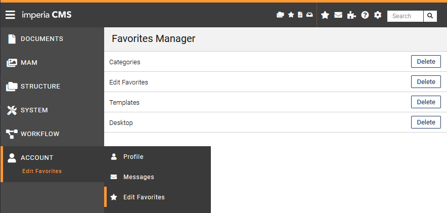 Favorites manager