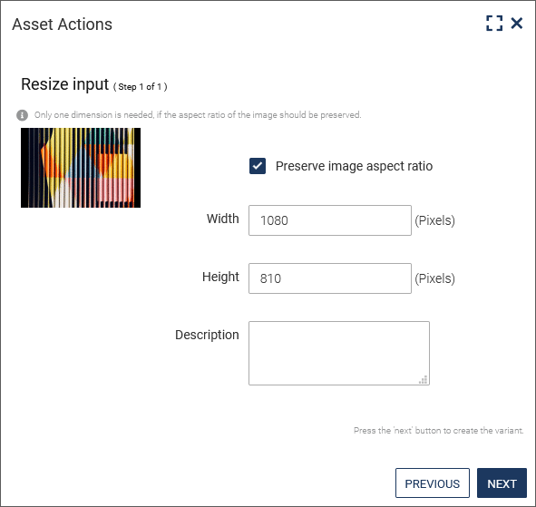 Dimensions input